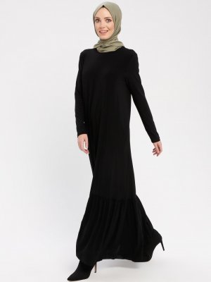 Lysa Studio Siyah Düz Renk Uzun Elbise