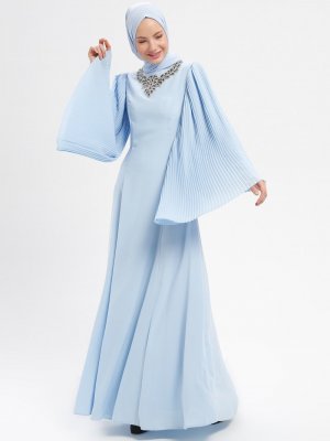 Loreen By Puane Mavi Taşlı Abiye Elbise