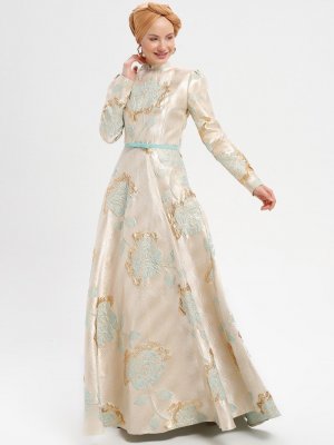 Loreen By Puane Mint Jakarlı Abiye Elbise