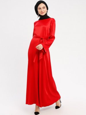 Peramood Kırmızı Saten Elbise