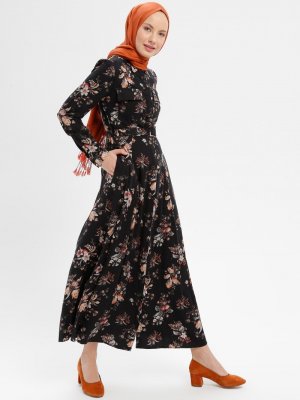 Loreen By Puane Siyah Boydan Gizli Düğmeli Elbise