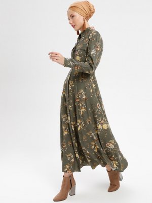 Loreen By Puane Haki Boydan Gizli Düğmeli Elbise
