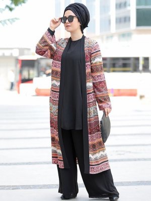 Nesrin Emniyetli Siyah Etnik Kimono&Pantolon İkili Takım