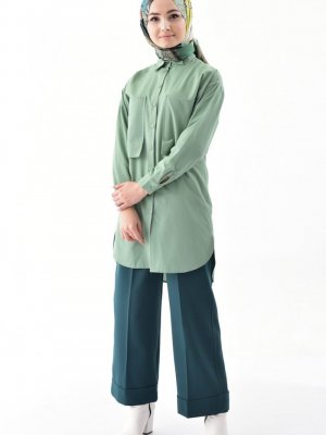 Sefamerve Yeşil Beli Lastikli Pantolon