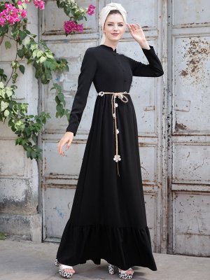 Selma Sarı Design Siyah Bahar Elbise