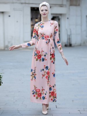 Selma Sarı Design Somon Gonca Elbise
