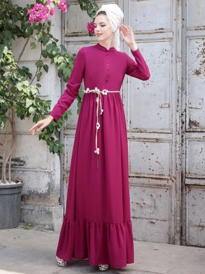 Selma Sarı Design Fuşya Bahar Elbise