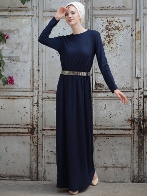 Selma Sarı Design Lacivert Gamze Elbise