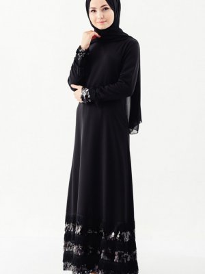 Sefamerve Siyah Püsküllü Elbise