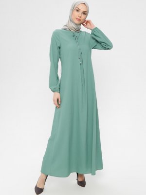 ELİT LİFE Yeşil Yakası Bağcıklı Elbise