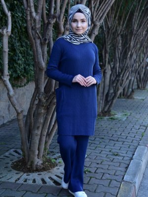 Sefamerve İndigo Tunik Pantolon İkili Takım