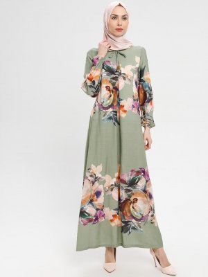 BAGİZA Mint Desenli Elbise