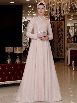 Selma Sarı Design Pudra Nil Abiye Elbise