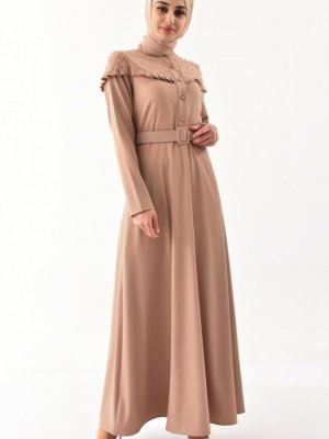 Sefamerve Vizon İncili Kemerli Elbise