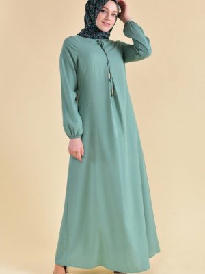 Sefamerve Çağla Yeşili Önü Bağcıklı Elbise
