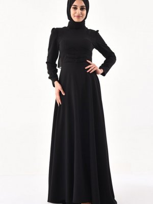 Sefamerve Siyah Kemer Detaylı Elbise
