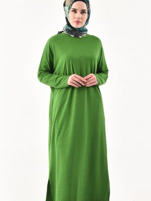 Sefamerve Yeşil Yarasa Kol Uzun Tunik