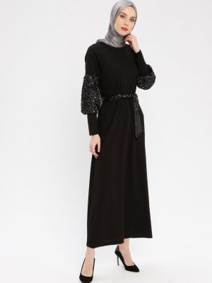MODAGÜL Siyah Payetli Elbise