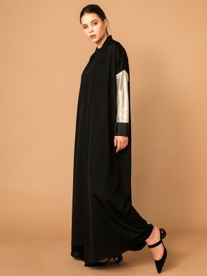 Nuum Design Siyah Kol Detaylı Abaya