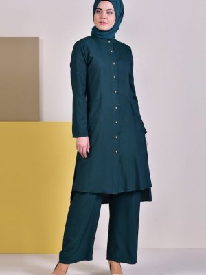 Sefamerve Zümrüt Yeşili Tunik Pantolon İkili Takım