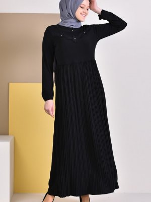 Sefamerve Siyah Dantel Detaylı Sandy Elbise