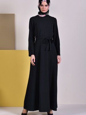 Sefamerve Siyah Kuşaklı Elbise
