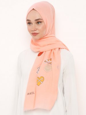 Akel Pembe Emojili Pamuklu Şal