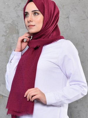 Sefamerve Fuşya Pıtpıt Cotton Şal