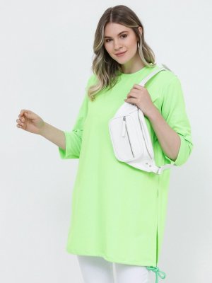 Alia Neon Yeşil Etek Ucu Bağcıklı Tunik