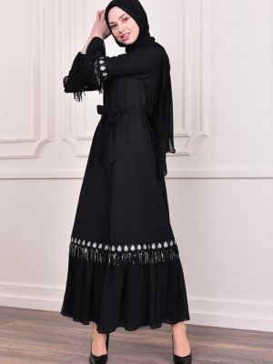 Sefamerve Siyah Pullu Elbise