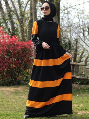 Fatma Aydın Siyah Beli Büzgülü Elbise