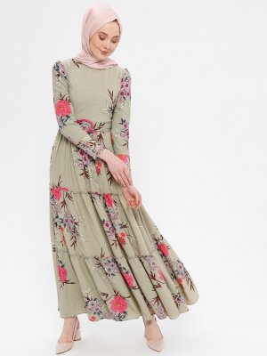 Loreen By Puane Çağla Çiçek Desenli Kemerli Elbise