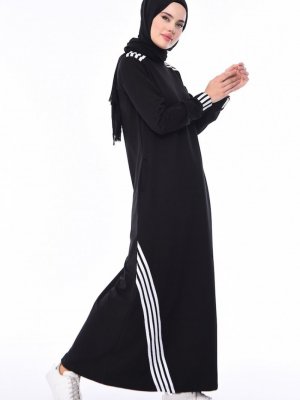 Sefamerve Siyah Çizgili Spor Elbise