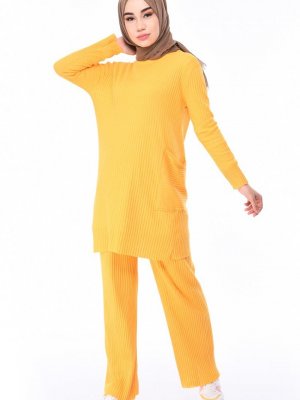Sefamerve Sarı Tunik Pantolon İkili Takım