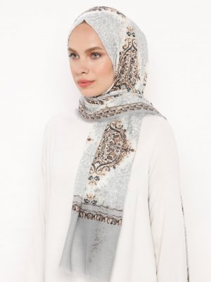 Soft Scarfs Gri Otantik Şah-ı Bülbül Şal