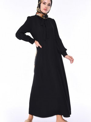 Sefamerve Siyah Aerobin Kumaş Yazlık Elbise