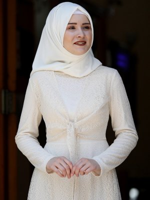 Piennar Krem Dilşah Abiye Elbise