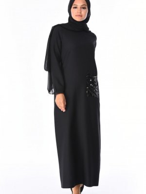 Sefamerve Siyah Payetli Elbise