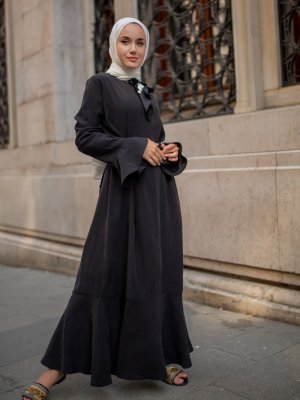Sazze Design Siyah Volanlı Elbise