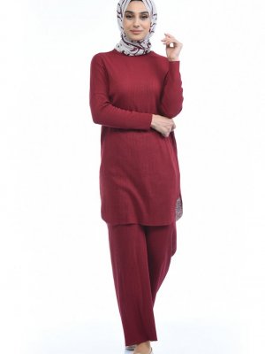 Sefamerve Bordo Tunik Pantolon İkili Takım