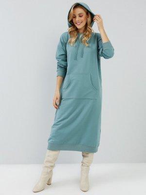 Everyday Basic Mint Kanguru Cepli Kapüşonlu Tunik