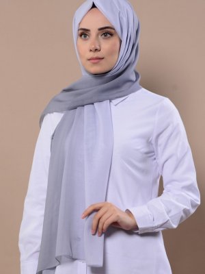 Sefamerve Açık Gri Degradeli Şifon Şal
