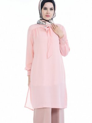Sefamerve Pudra Kravat Yaka Tunik