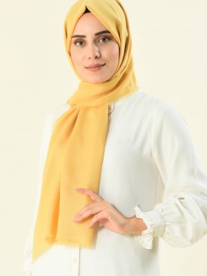 Sefamerve Sarı Düz Alisya Pamuksu Şal