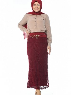 Sefamerve Bordo Dantelli Etek