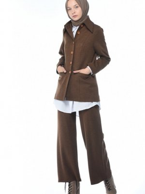 Sefamerve Tarçın Renk Düğmeli Ceket Pantolon İkili Takım