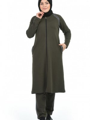 Sefamerve Haki Spor Tunik Pantolon İkili Takım