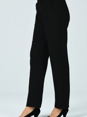 Sefamerve Siyah Beli Lastikli Cep Detaylı Pantolon