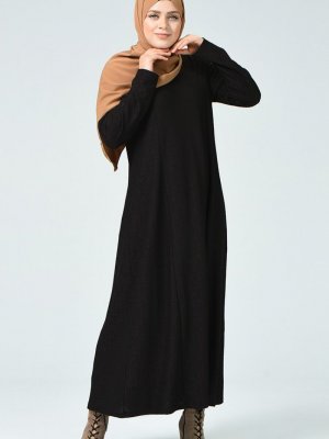 Sefamerve Kahverengi Büyük Beden Desenli Elbise