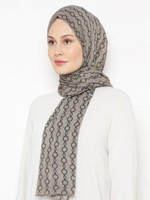 QUB SCARF Taş Zincir Desen Pamuk Şal